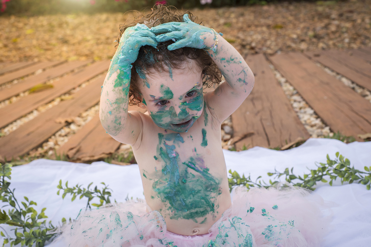 smash the cake externo, feito em Bariri com bebê menina e um jardim lindo