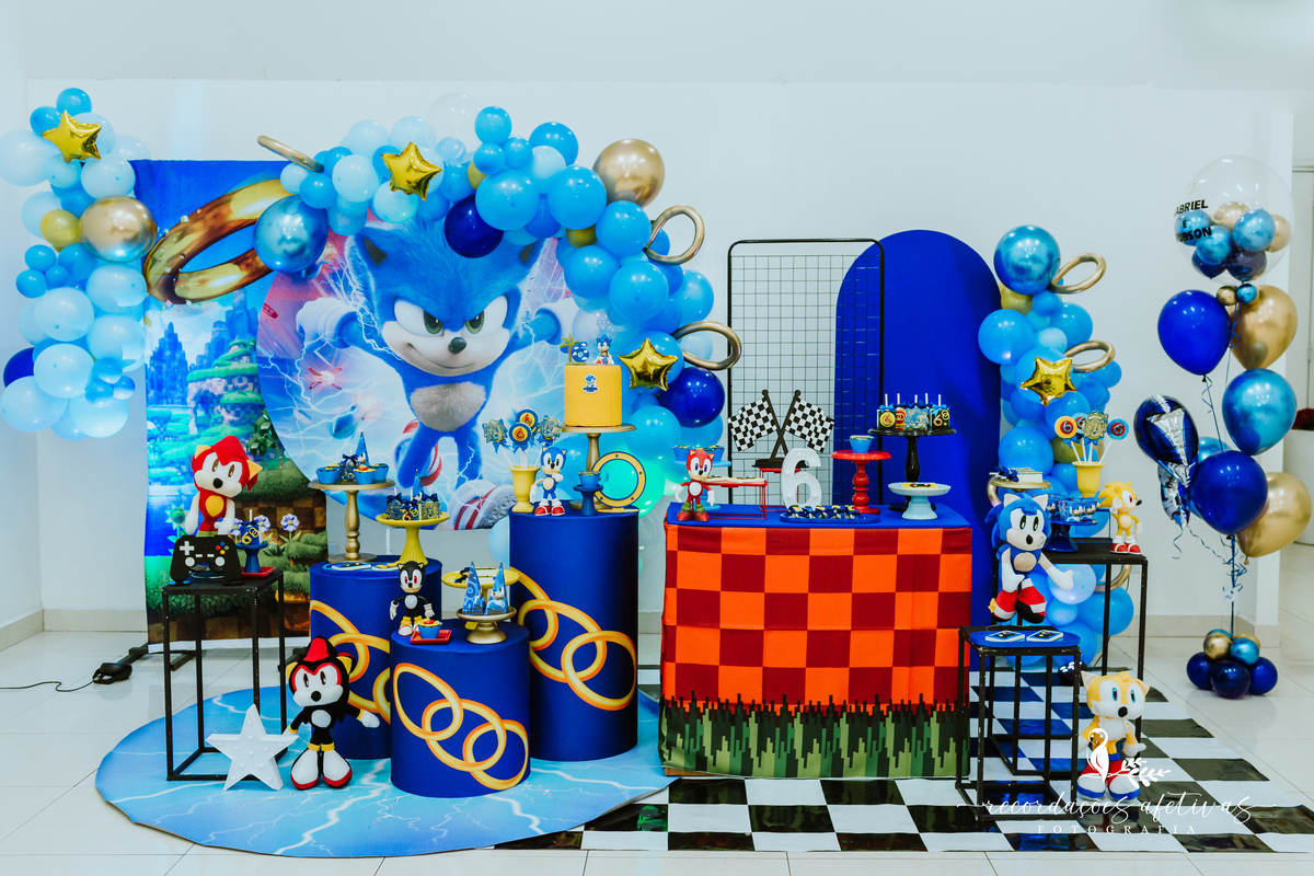 Aniversário Infantil com Tema Sonic Realizado no Espaço Play Buffet em Osasco