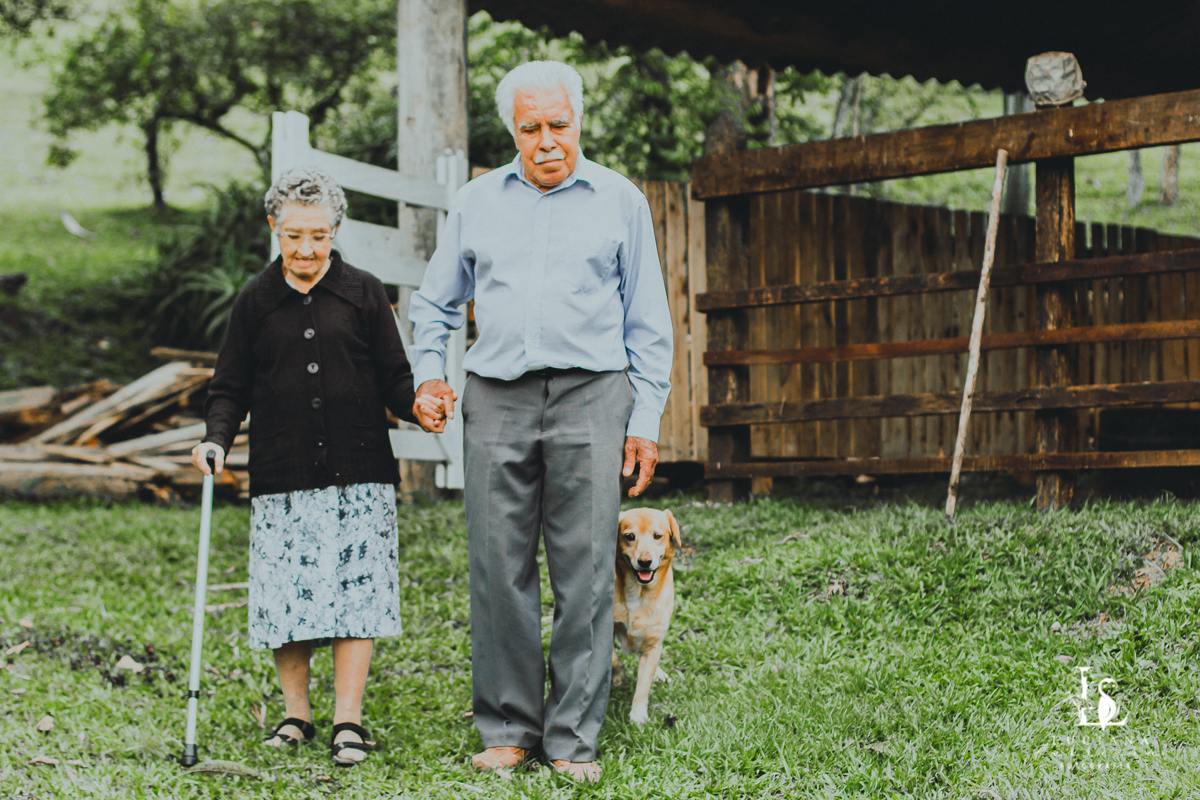 Ensaio de idoso no campo