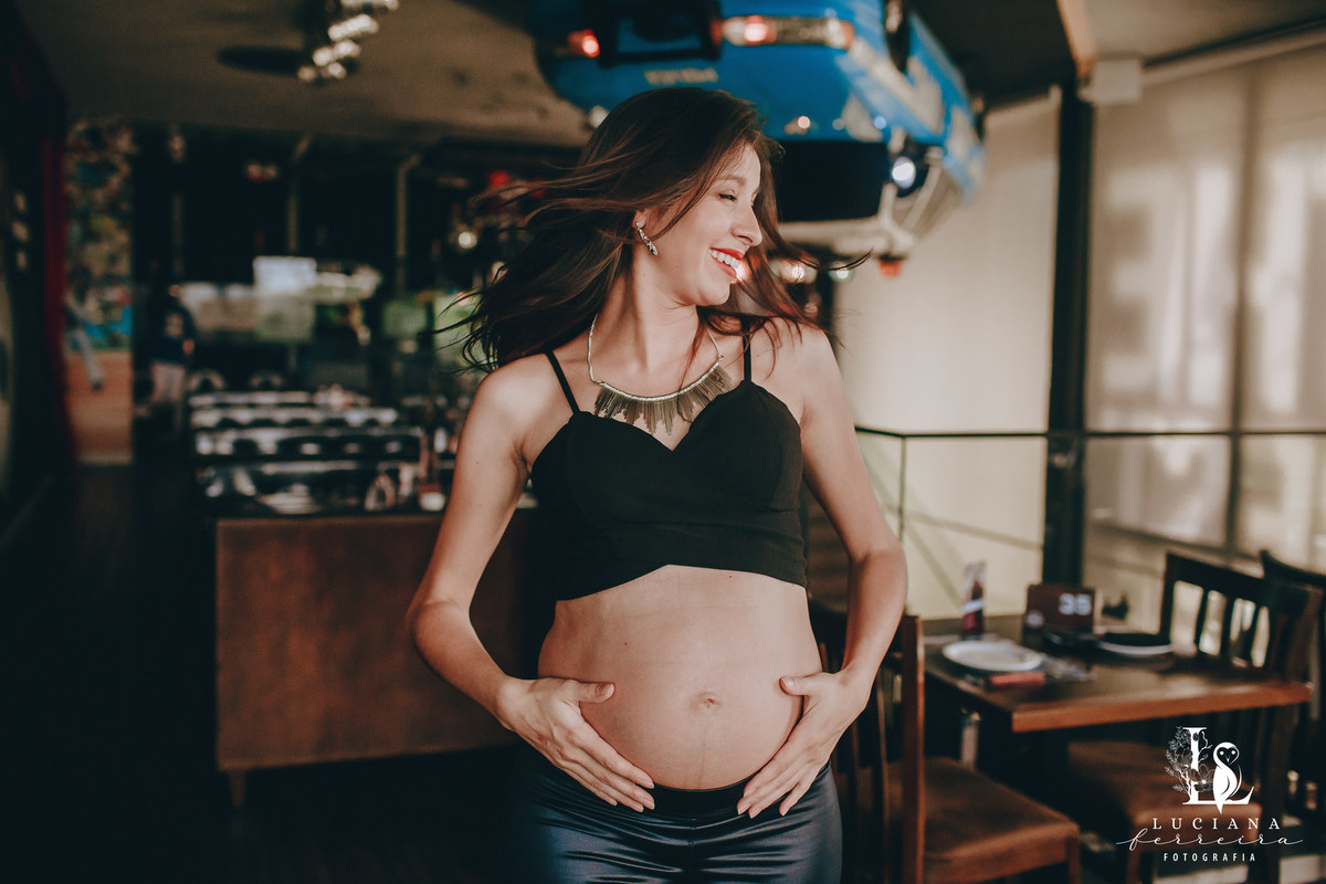 Ensaio Gestante no Restaurante Madison, em Sorocaba