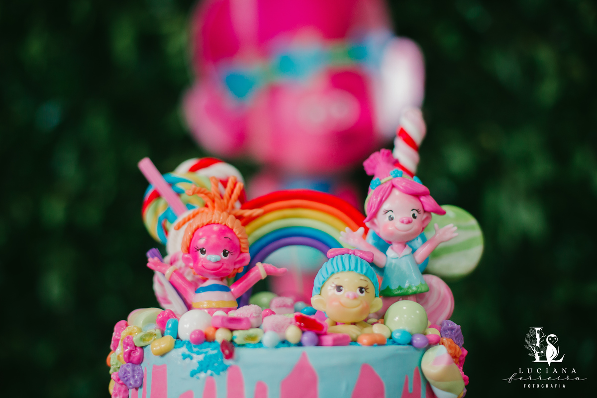 Festa de menina com tema Trolls realizada no Buffet Festar em São Roque