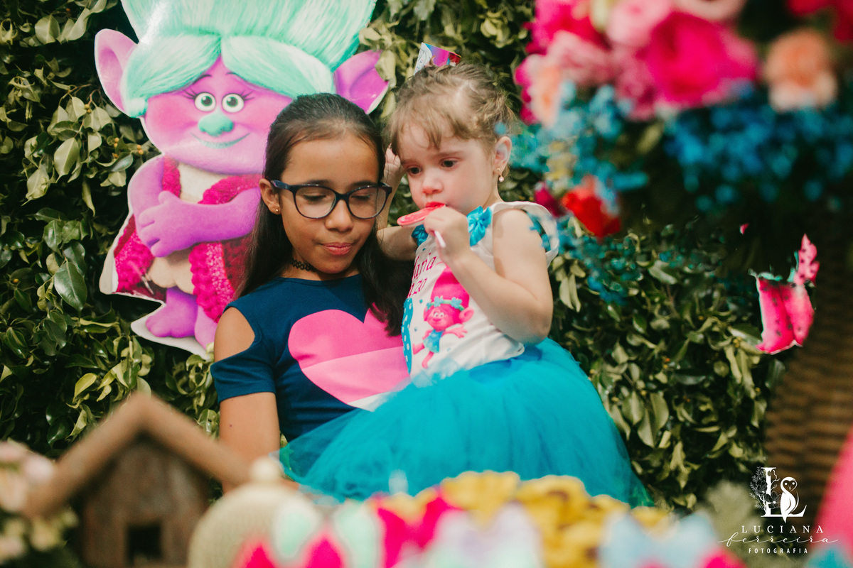 Festa de menina com tema Trolls realizada no Buffet Festar em São Roque