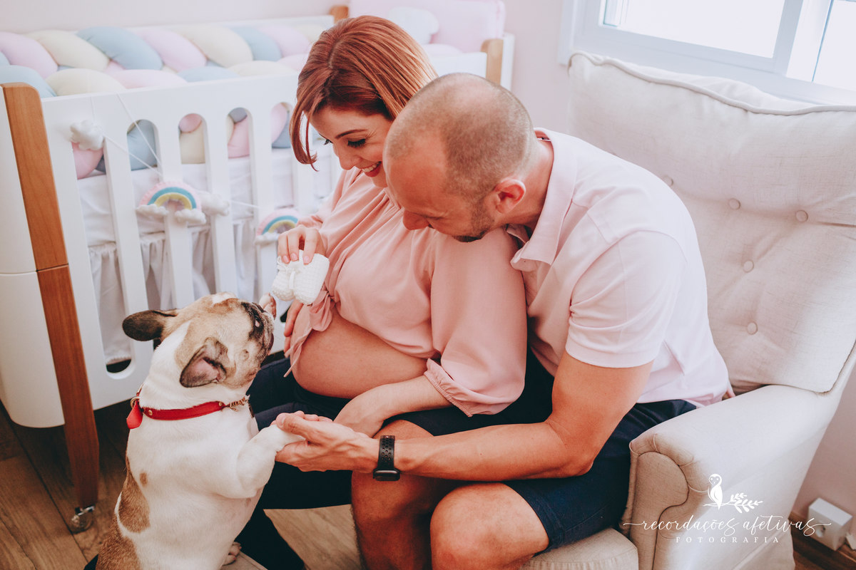 Ensaio gestante com pets, realizado em Sorocaba