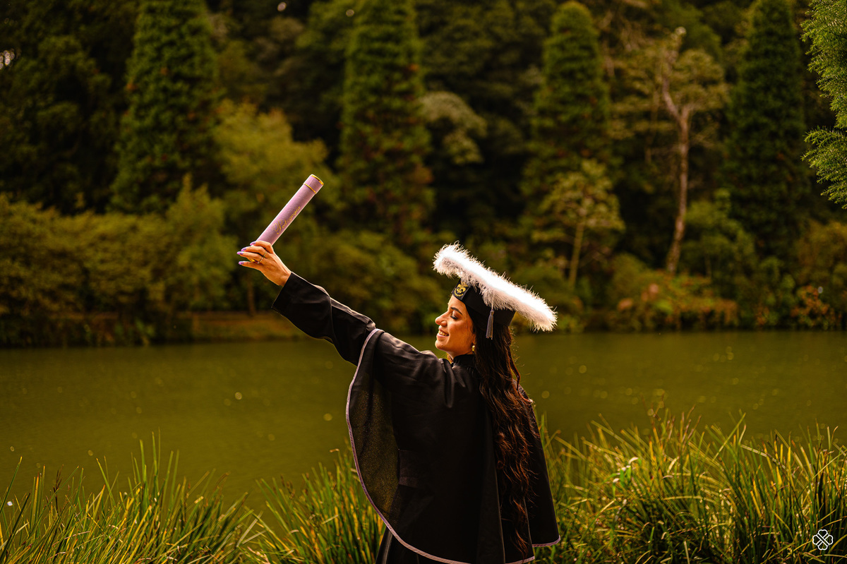 Ensaio de formatura no lago negro em Gramado