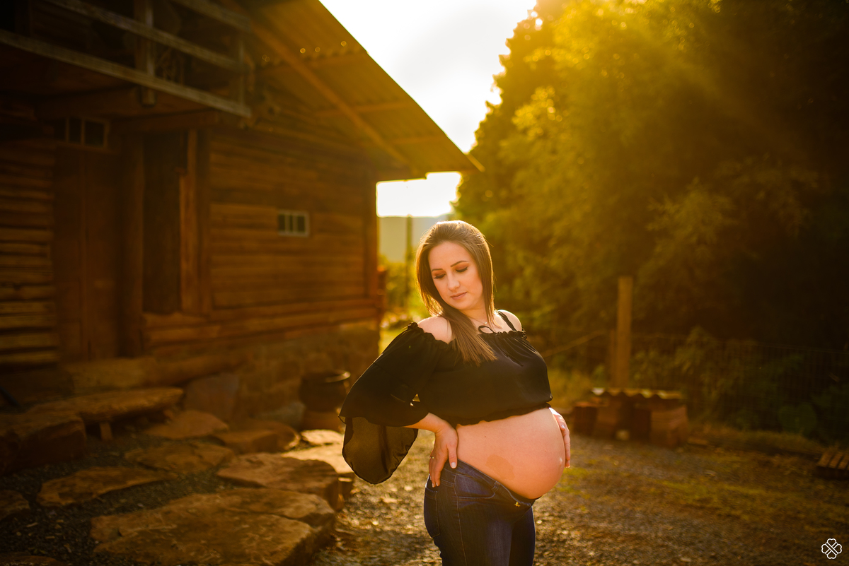 Ensaio de gestante na serra gaúcha