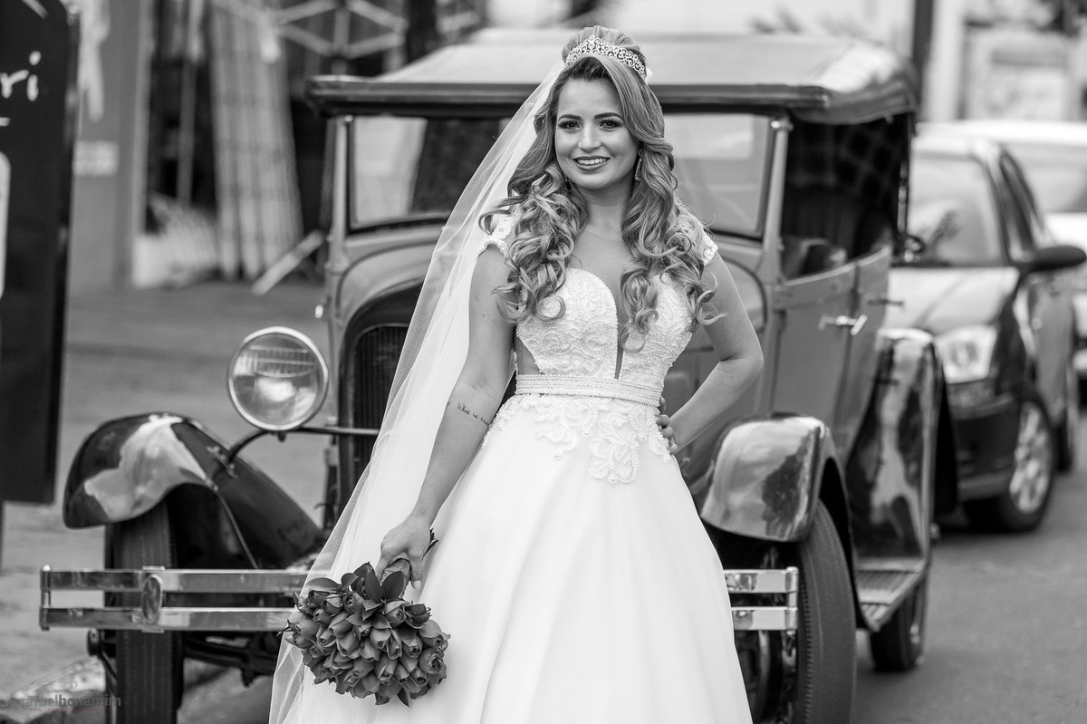 foto preto e branco da noiva