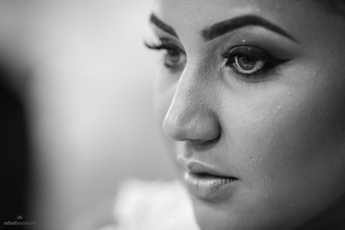 preto e branco da noiva no making off