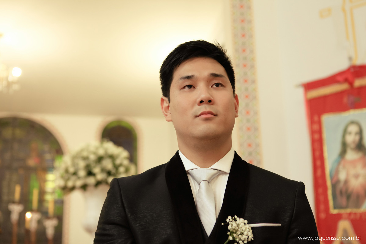 jaque risse, andre risse, estudio bebedouro, melhores fotografos, noivo no altar esperando sua noiva