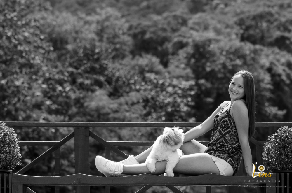 debutante com sua cachorra ensaio guararema