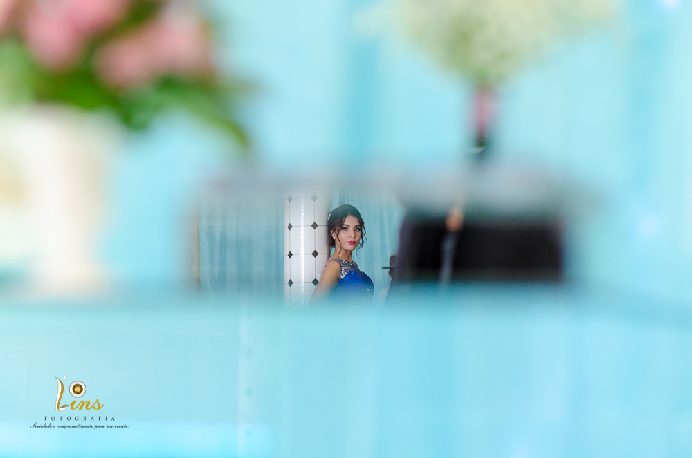 foto de debutante durante a festa