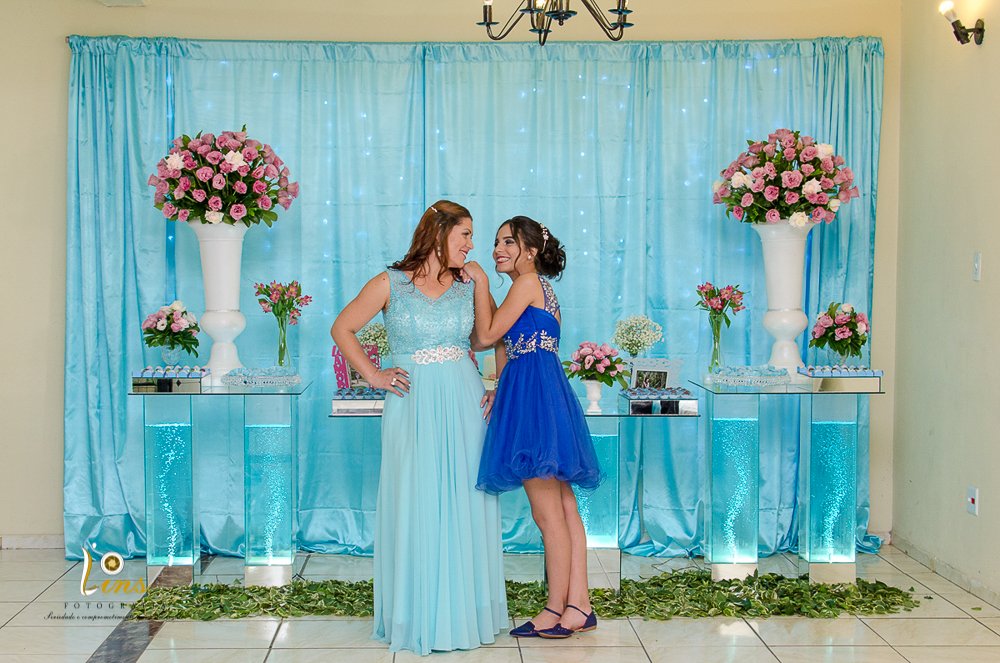 debutante com sua mãe vestidos azuis