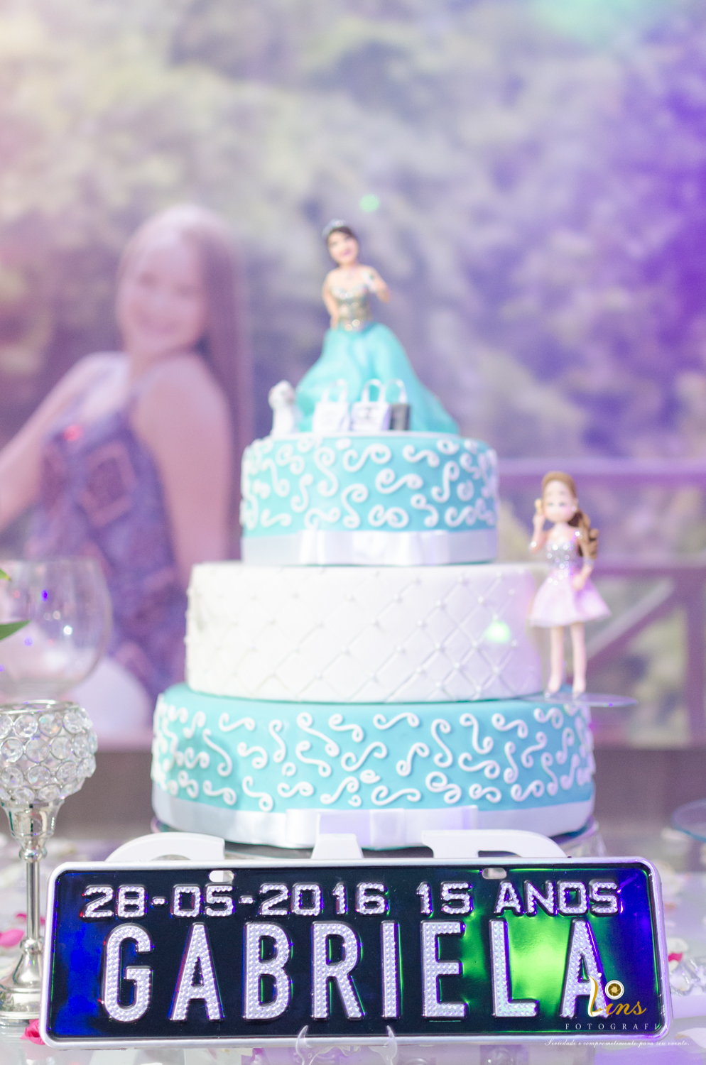 bolo de debutante azul