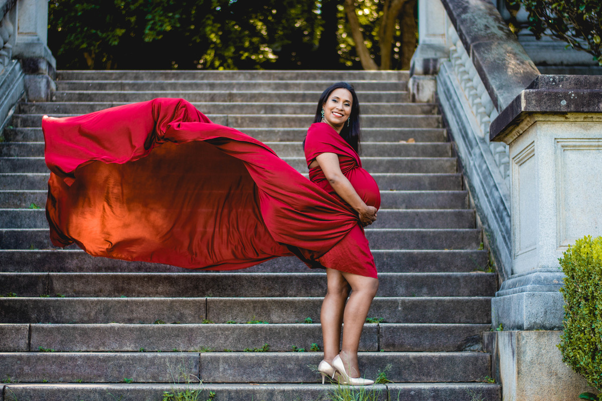vestido vermelho gestante