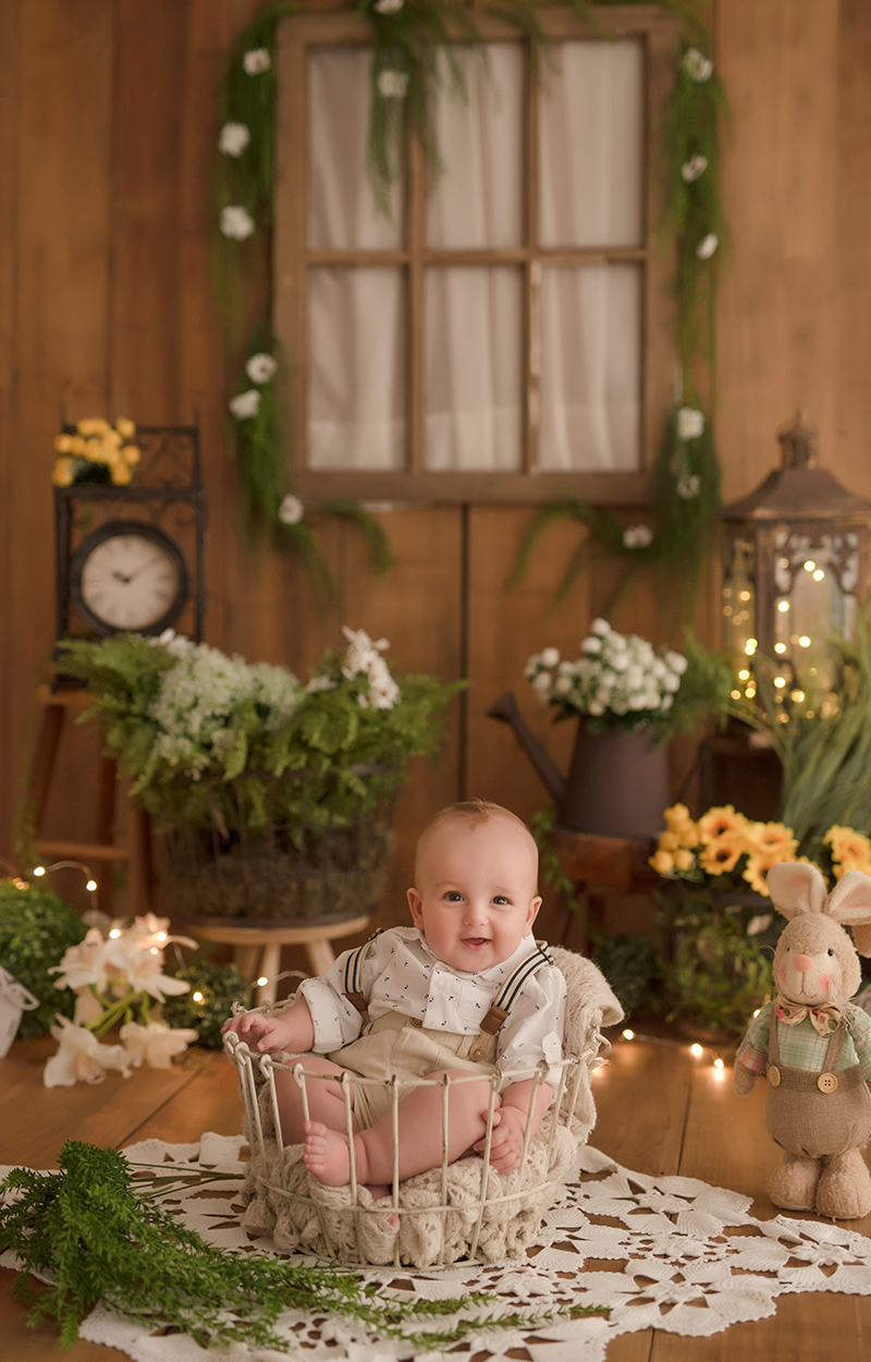 foto de bebe em caxias do sul fotografa morgana perini bebe em cesta cenario de pascoa