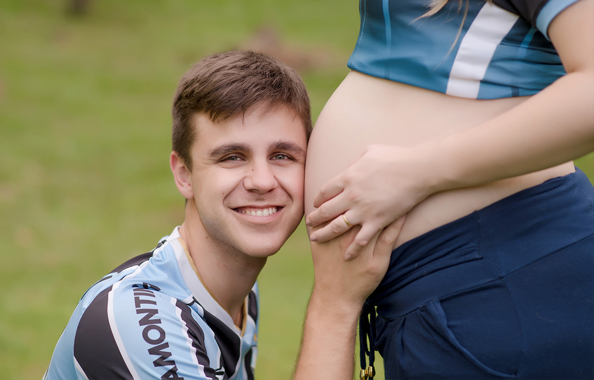 Foto de gestante em caxias do sul fotografa morgana perini casal gremista