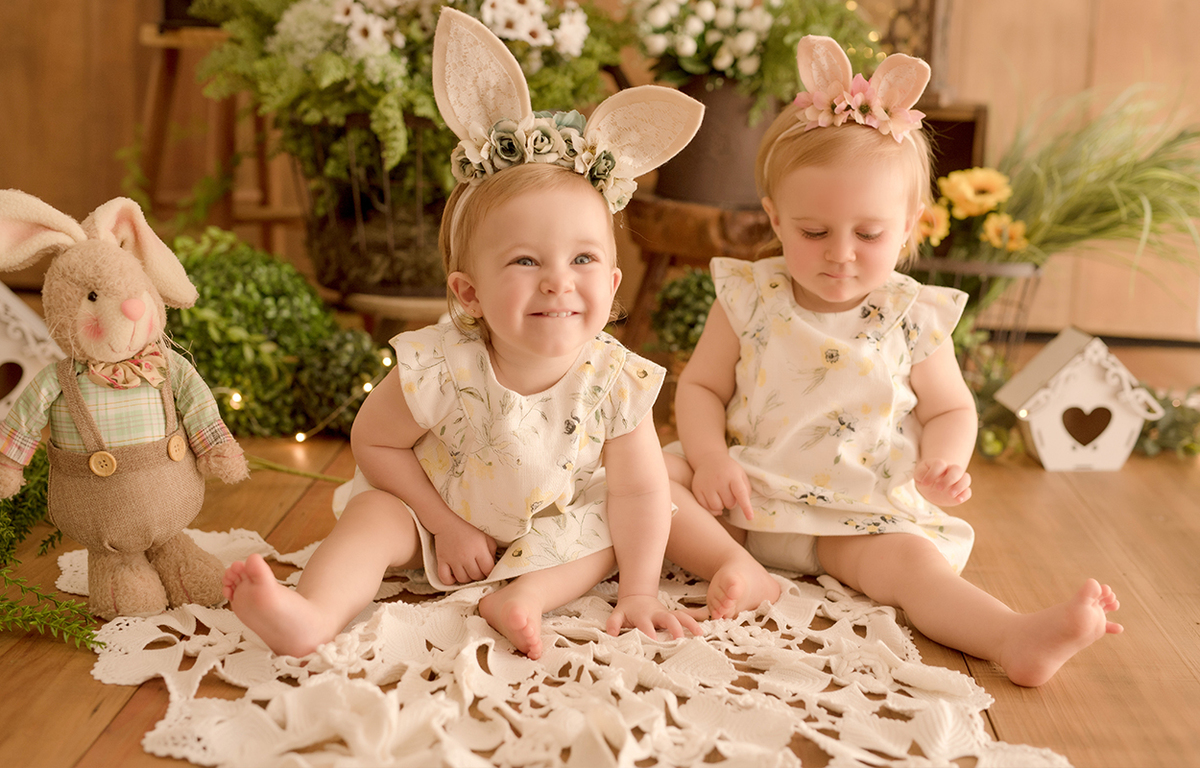 foto de gemeas em caxias do sul fotografa morgana perini bebes com orelinhas de coelho
