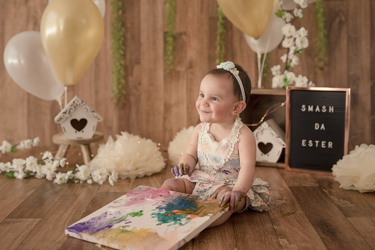 Foto de bebe em caxias do sul fotografa morgana perini baloes tinta quadro