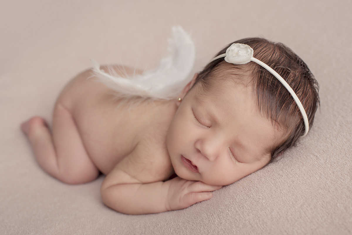 Foto newborn em caxias do sul fotografa morgana perini assas de anjo tons rosa