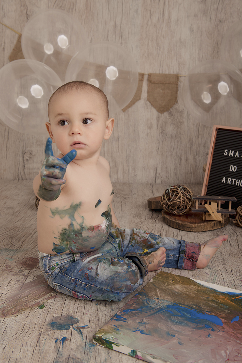 Foto de smash em caxias do sul fotografa morgana perini menino dedinho tinta azul