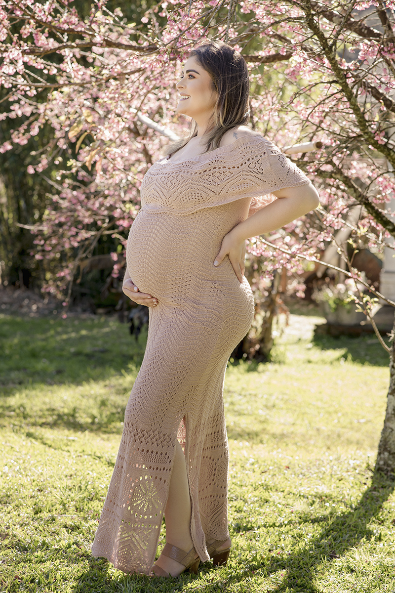 Foto de gestante em caxias do sul fotografa morgana perini gestante e flores de rosa