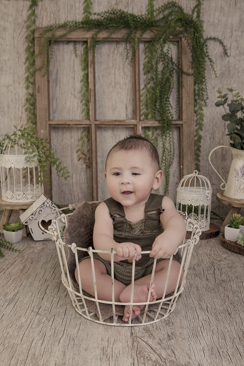 Foto de bebe em caxias do sul fotografa morgana perini bebe segurando na cestinha