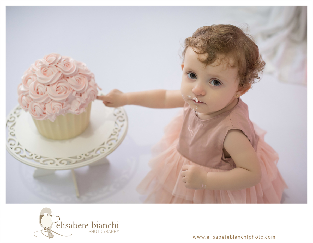 Smash the Cake ensaio 1 ano do bebê fotografia acompanhamento 12 meses Caxias do Sul destruindo bolo