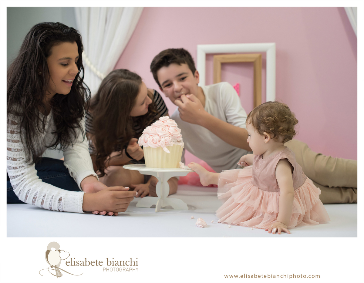 Smash the Cake ensaio 1 ano do bebê fotografia acompanhamento 12 meses Caxias do Sul destruindo bolo