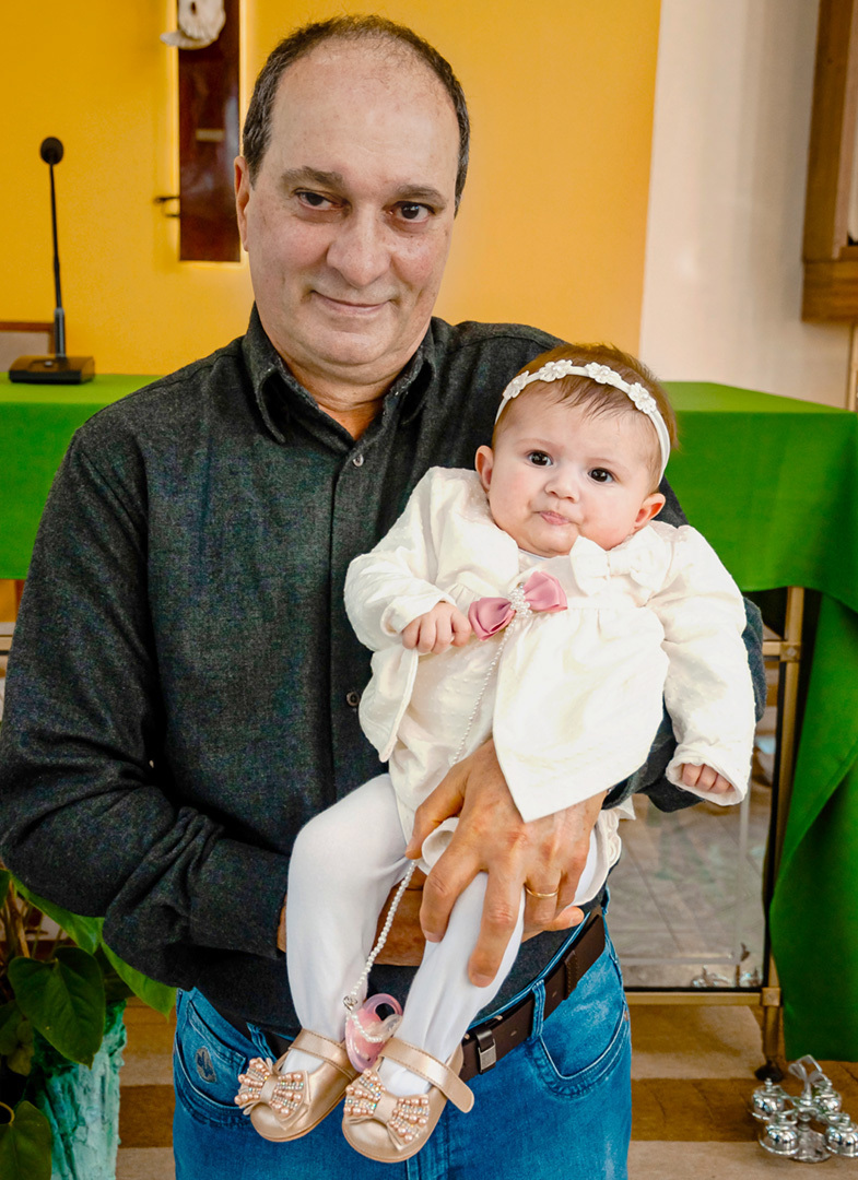 Vovó Lino em batismo de Heloísa