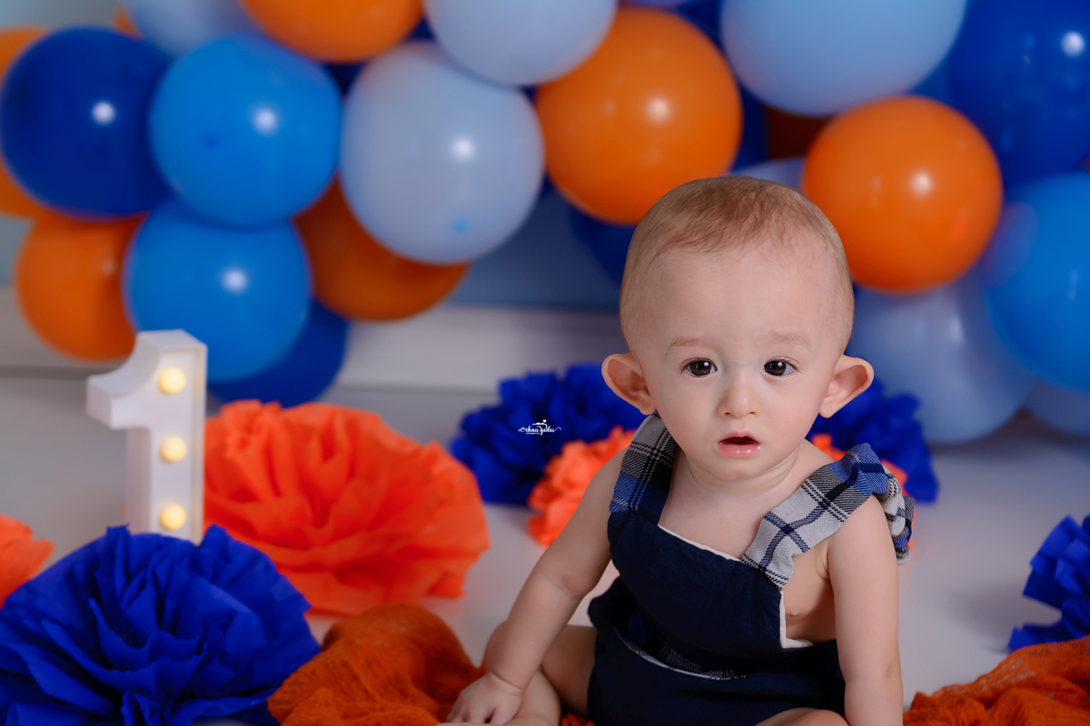 Acompanhamento Mensal do Bebê - Fotografia infantil - Ensaio 1 ano Menino