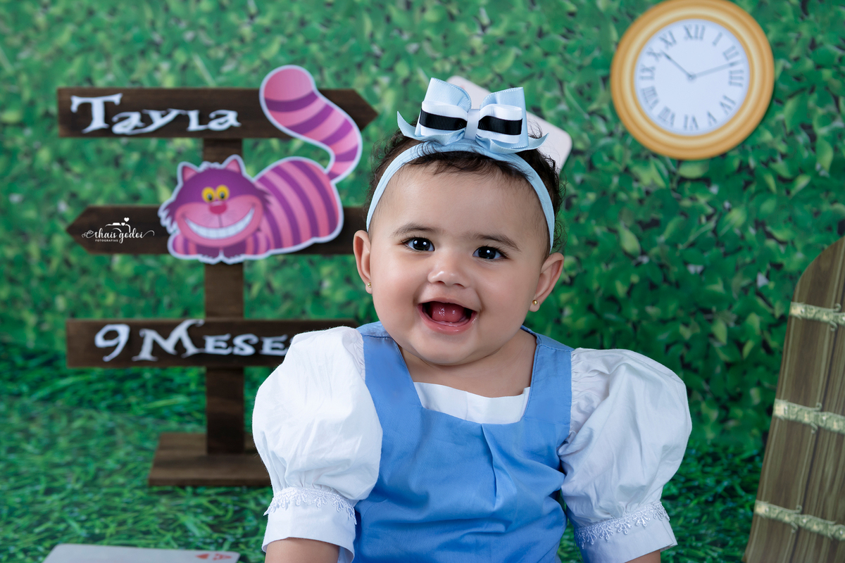 ensaio bebê 9 meses, ensaio bebê Alice no País das Maravilhas