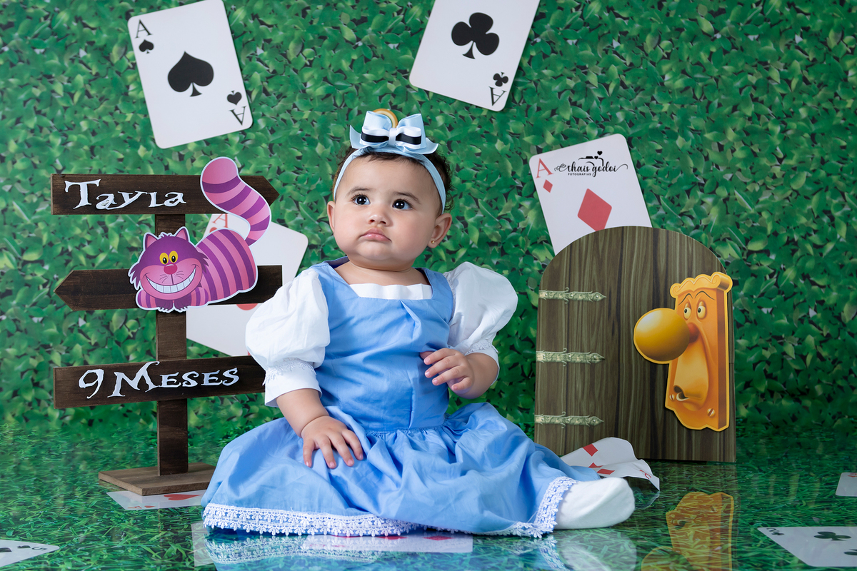 ensaio bebê 9 meses, ensaio bebê Alice no País das Maravilhas