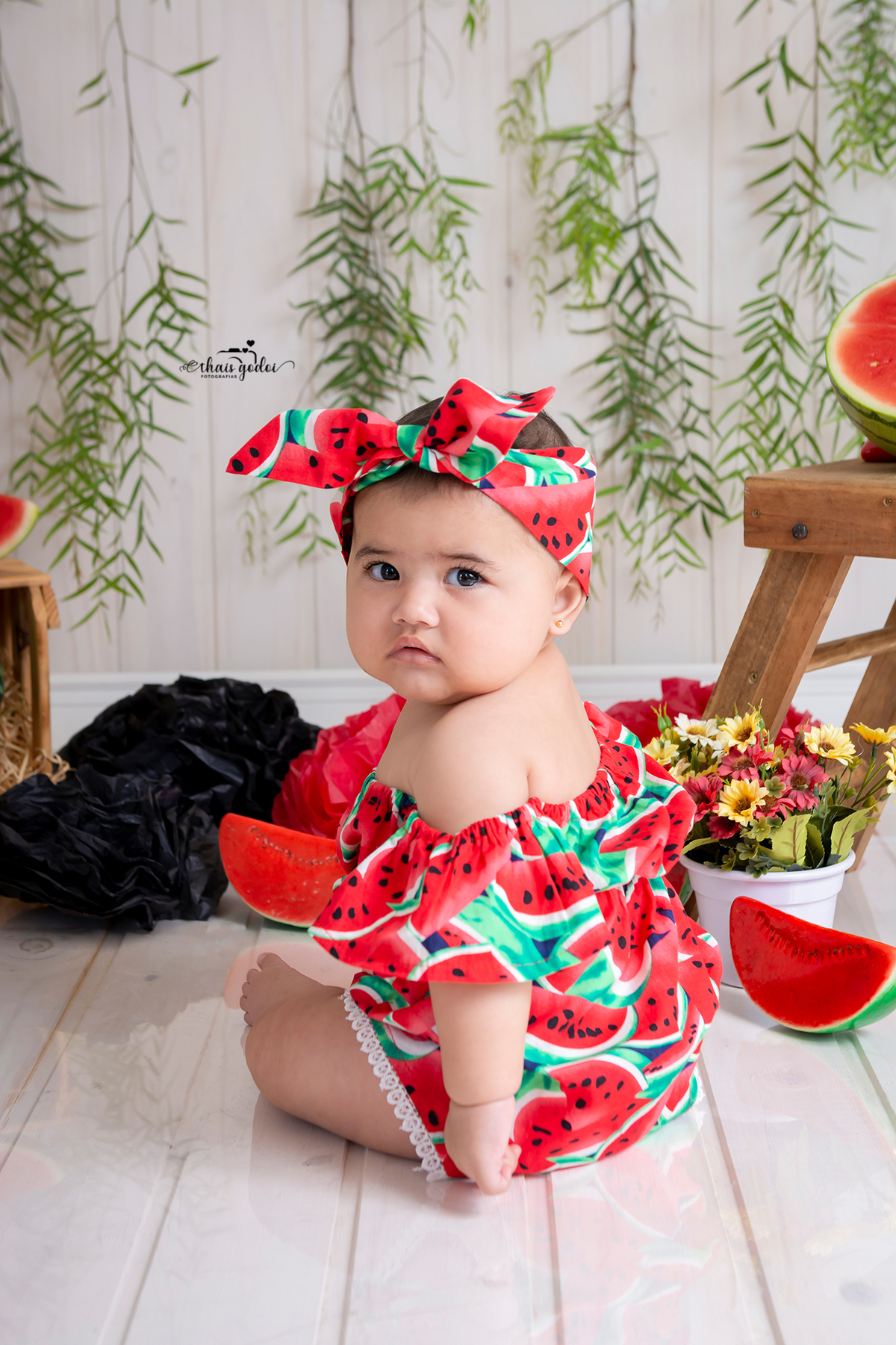 ensaio bebê 7 meses, ensaio bebê melancia