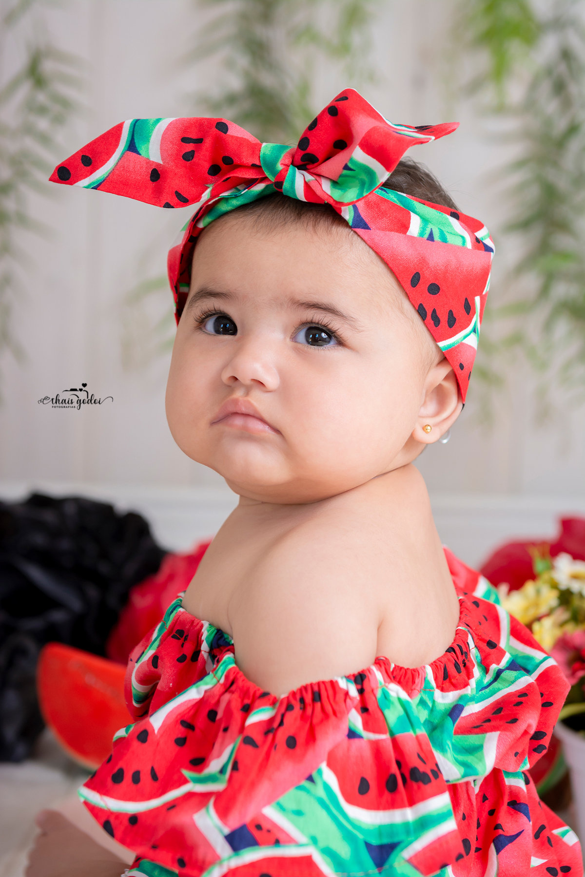 ensaio bebê 7 meses, ensaio bebê melancia