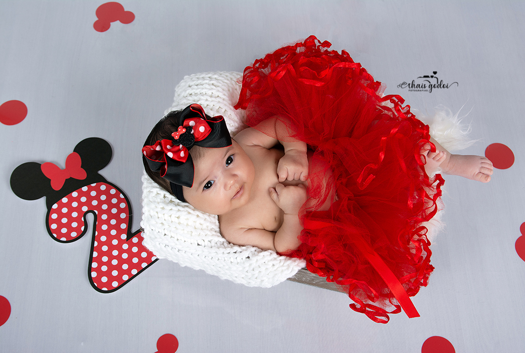 ensaio bebê 2 meses, ensaio minnie