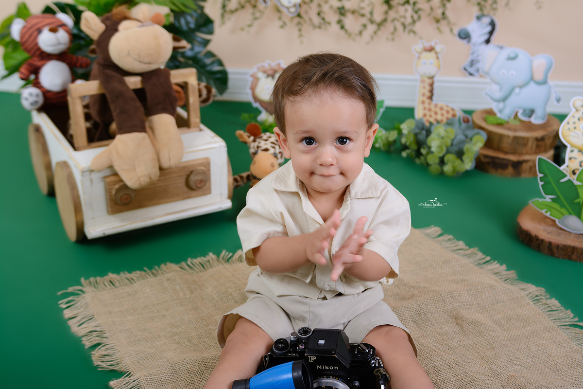 Acompanhamento mensal bebe safari, mesversário bebe safari, ensaio bebe menino safari