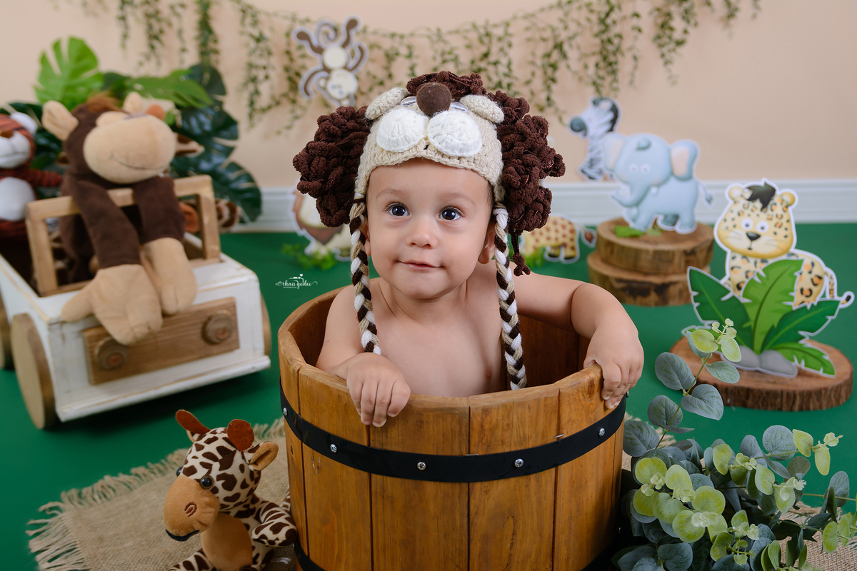 Acompanhamento mensal bebe safari, mesversário bebe safari, ensaio bebe menino safari