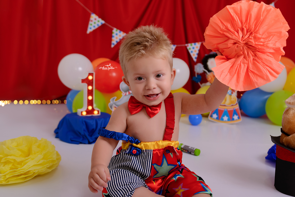 smash the cake, ensaio de 1 ano, ensaio circo, mesversário
