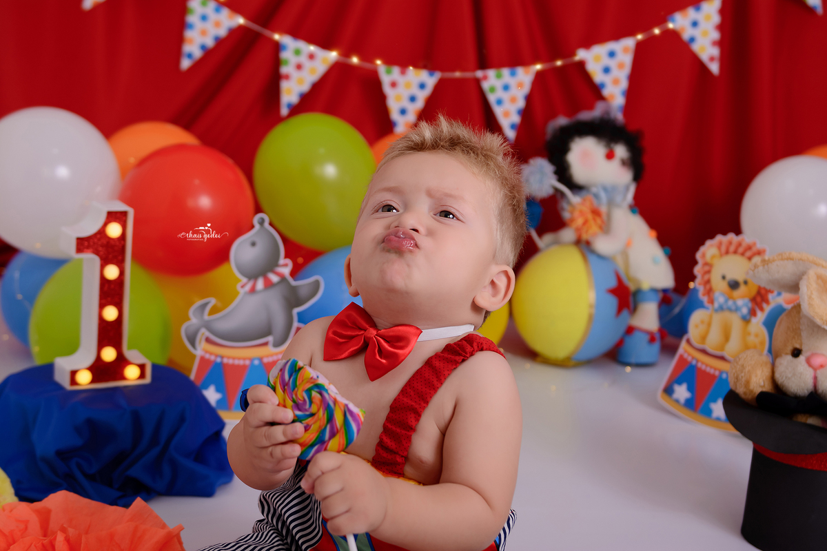 smash the cake, ensaio de 1 ano, ensaio circo, mesversário
