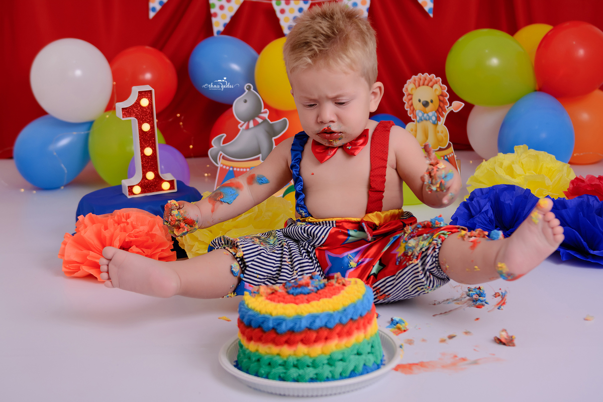 smash the cake, ensaio de 1 ano, ensaio circo, mesversário
