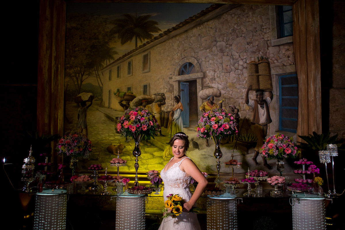 noiva com buquê de girassol