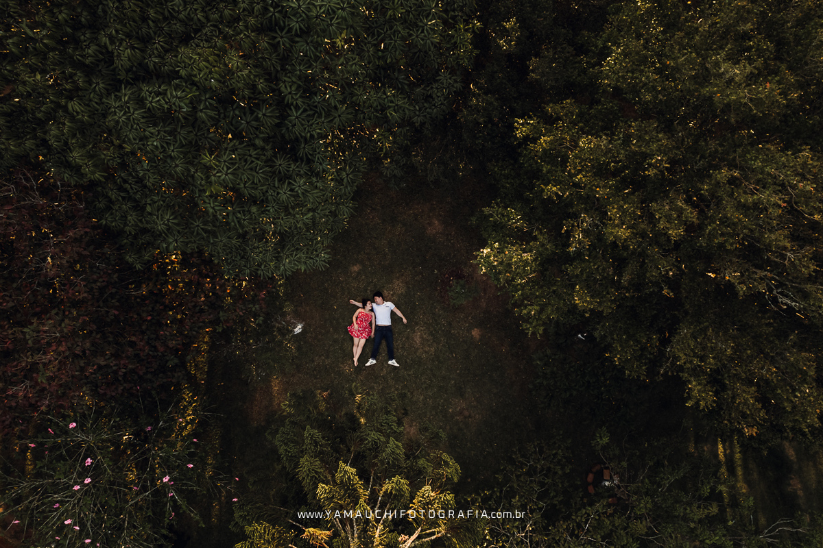 Foto de drone no pré casamento em São Roque