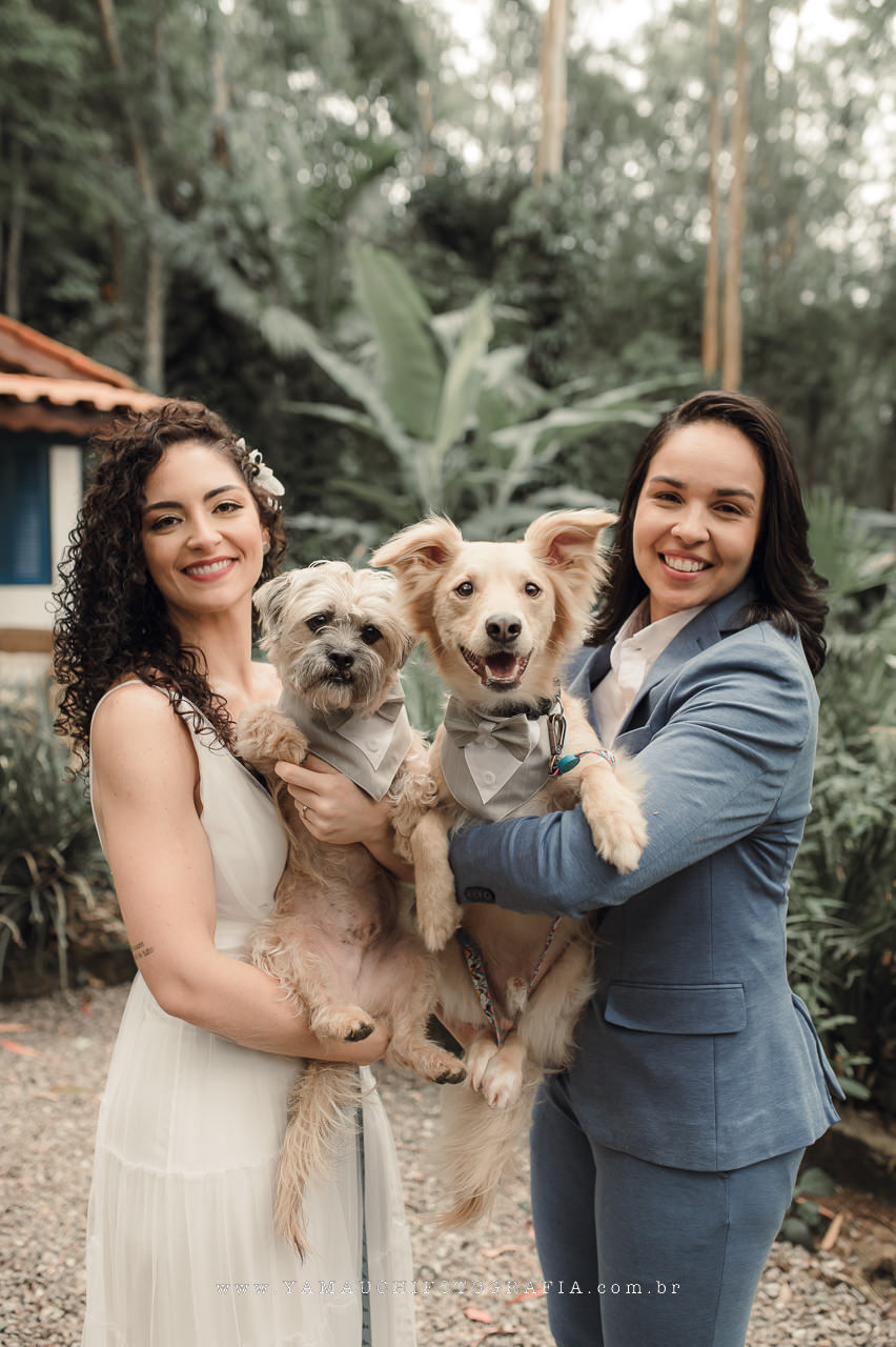 Pets no casamento no campo