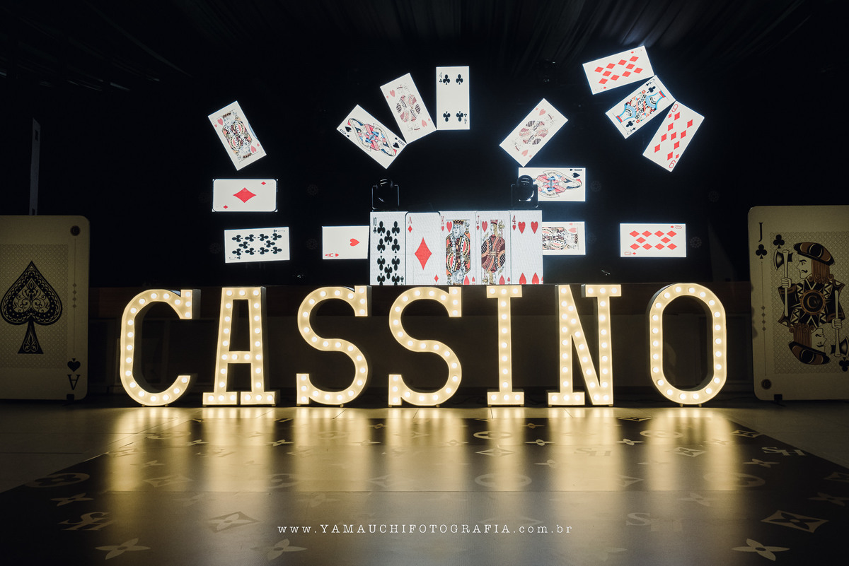 Led escrito cassino tema festa