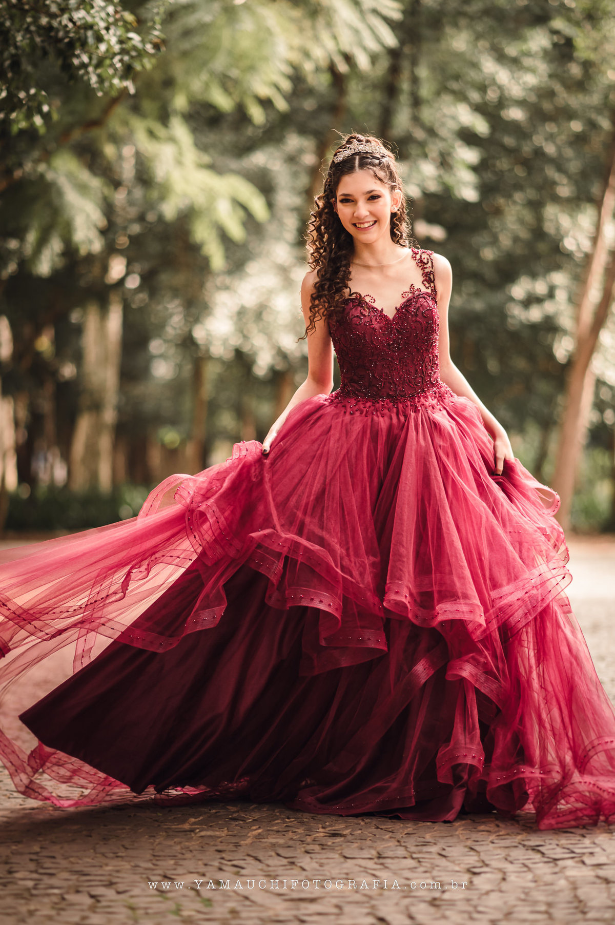 Foto de debutante no Museu do Ipiranga