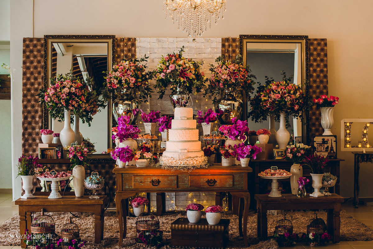 mesa de bolo de casamento