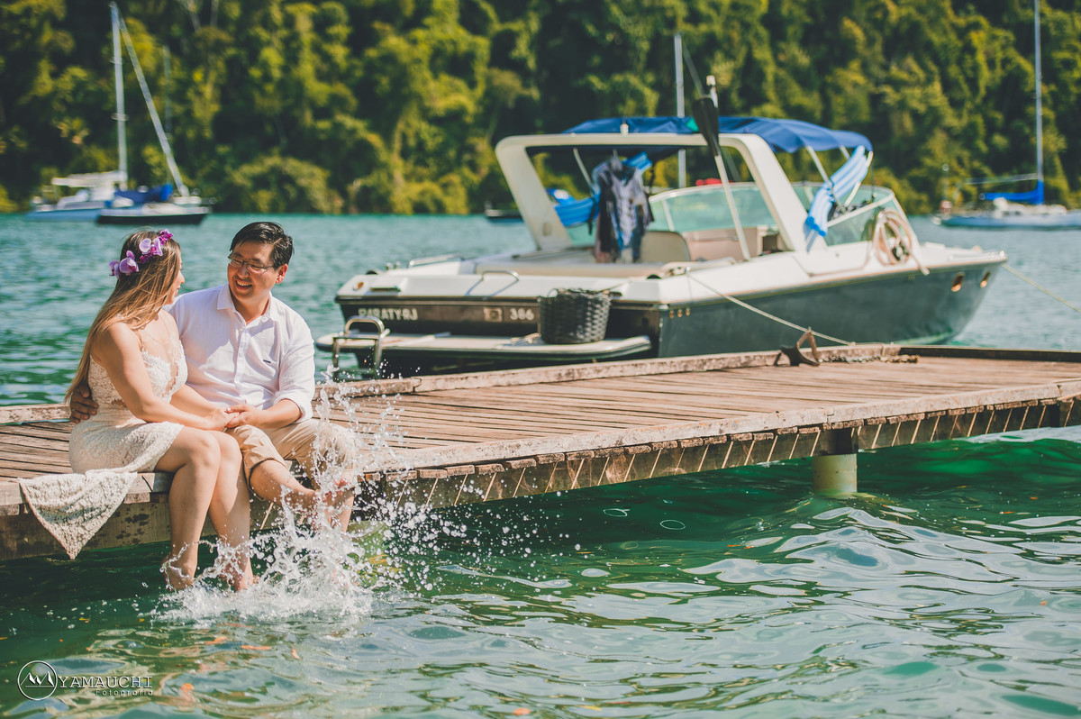 Ensaio de casamento na praia