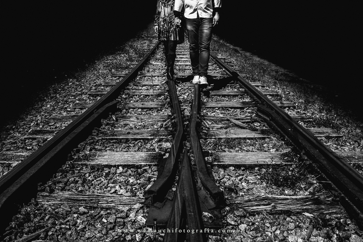 ensaio na linha do trem