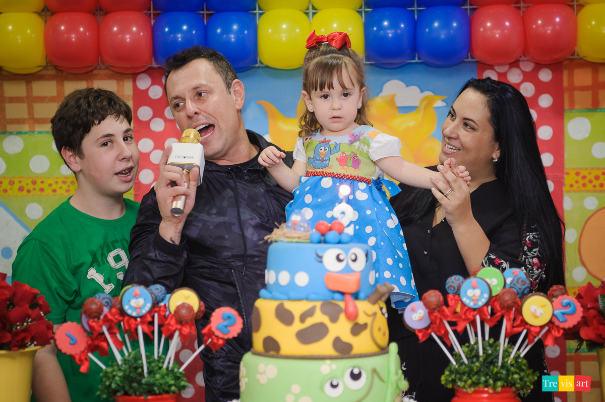foto festa de aniversario infantil de menina em buffet infantil centopeia em curitiba tema de festa galinha pintadinha