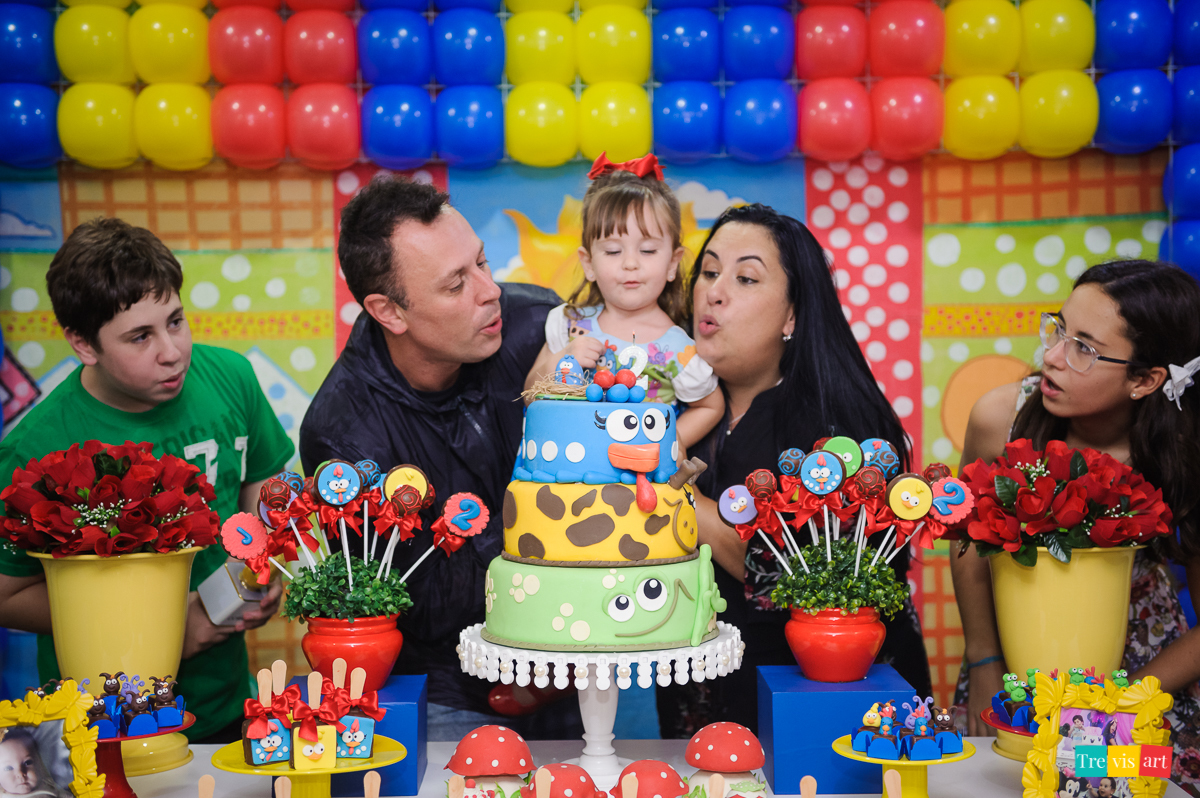 foto festa de aniversario infantil de menina em buffet infantil centopeia em curitiba tema de festa galinha pintadinha