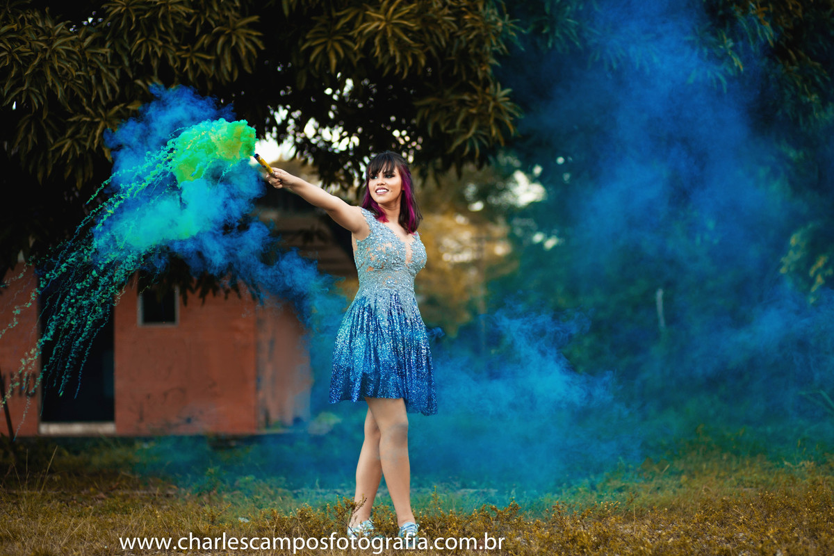 ensaio com Fogos coloridos